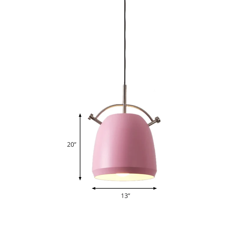 Metalen gebogen kap hanglamp Restaurant Cafe 1 kop Macaron-stijl plafondlamp Clearhalo