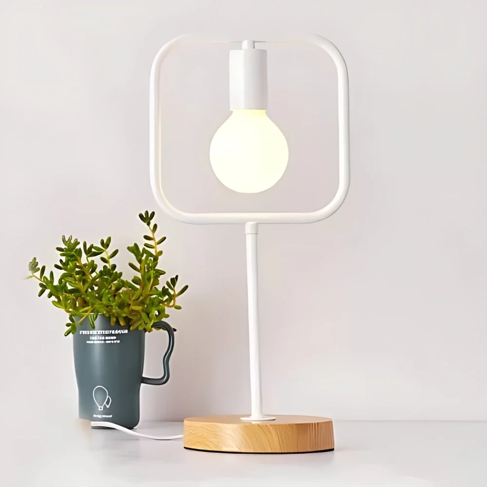 Metalen geometrische bureaulamp Eén lichte moderne, stijlvolle bureaulamp wit voor studeerkamer Clearhalo