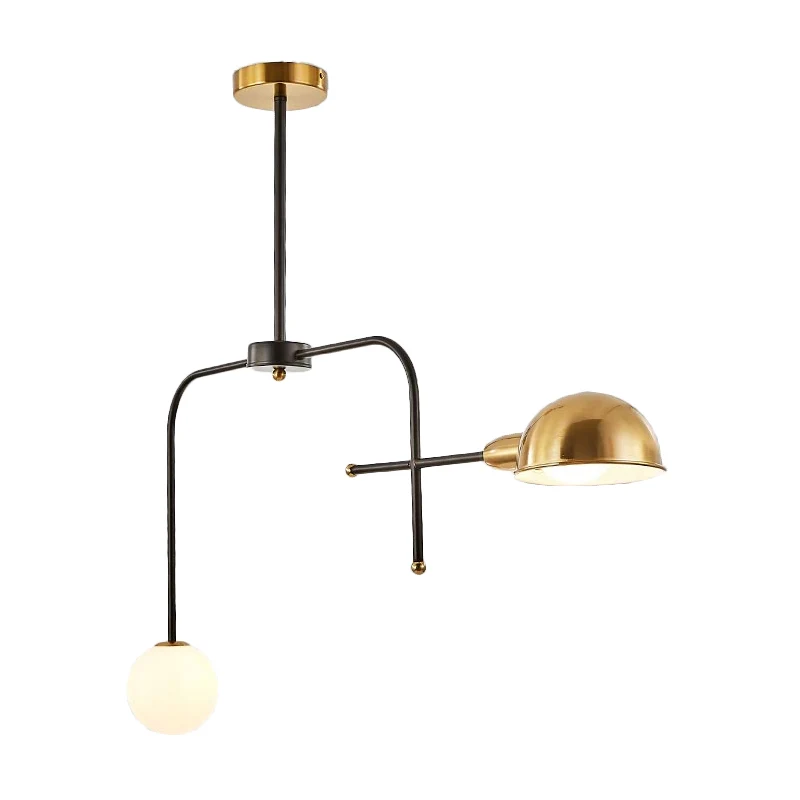 Metalen gewapende hangende kroonluchter moderne 2/4 lampen zwart en goud plafond hanglamp Clearhalo