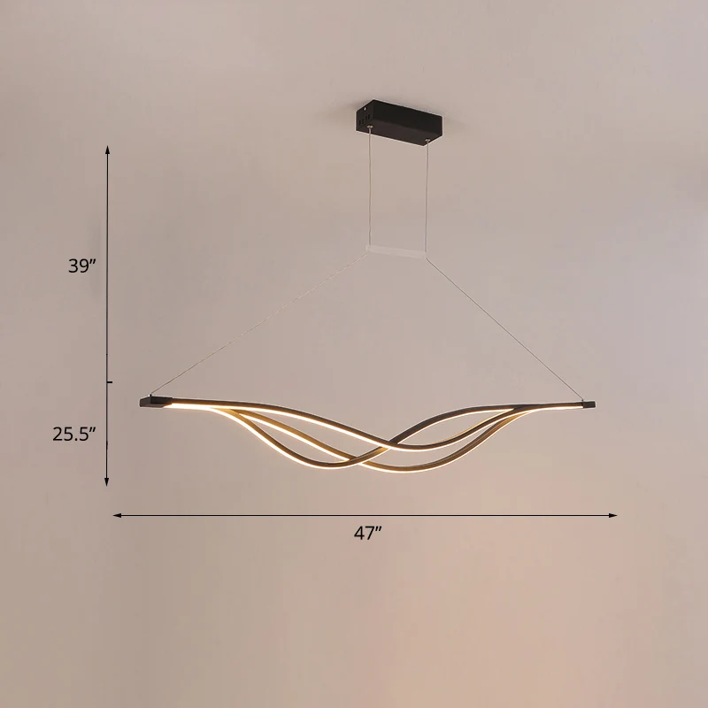 Metalen golfvormige eilandlamp Minimalistische LED-hanglamp voor eetkamer Clearhalo
