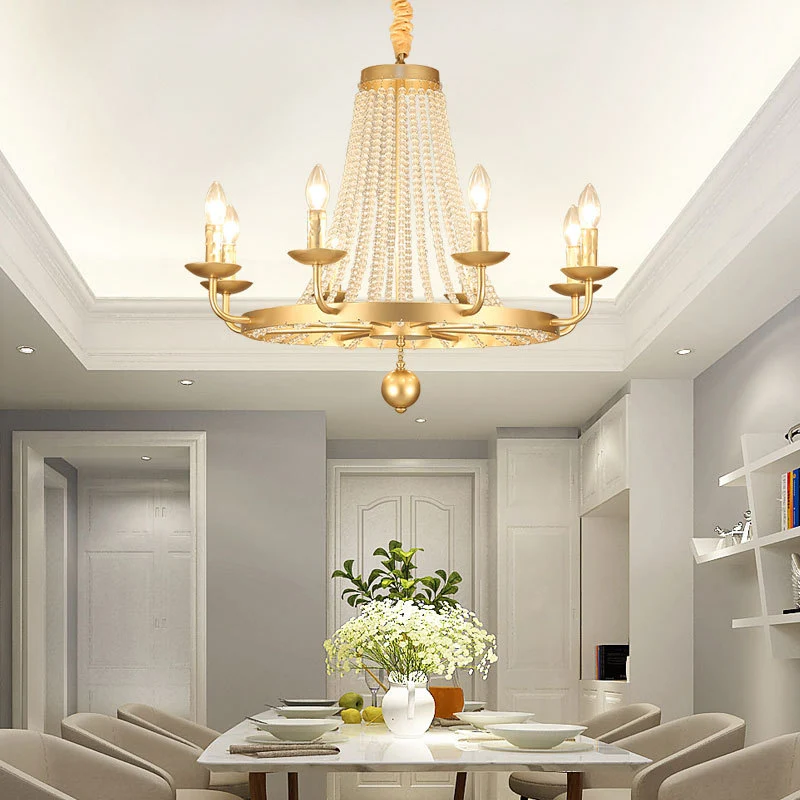 Metalen gouden plafondkroonluchter kandelaar 6/8/10 lampen Traditionele hanglamp Clearhalo