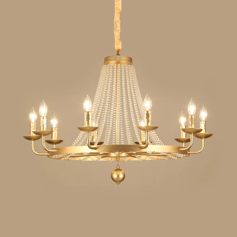 Metalen gouden plafondkroonluchter kandelaar 6/8/10 lampen Traditionele hanglamp Clearhalo