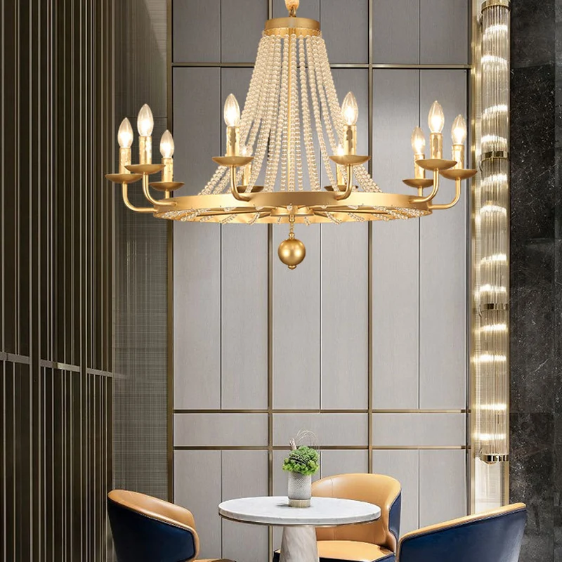 Metalen gouden plafondkroonluchter kandelaar 6/8/10 lampen Traditionele hanglamp Clearhalo