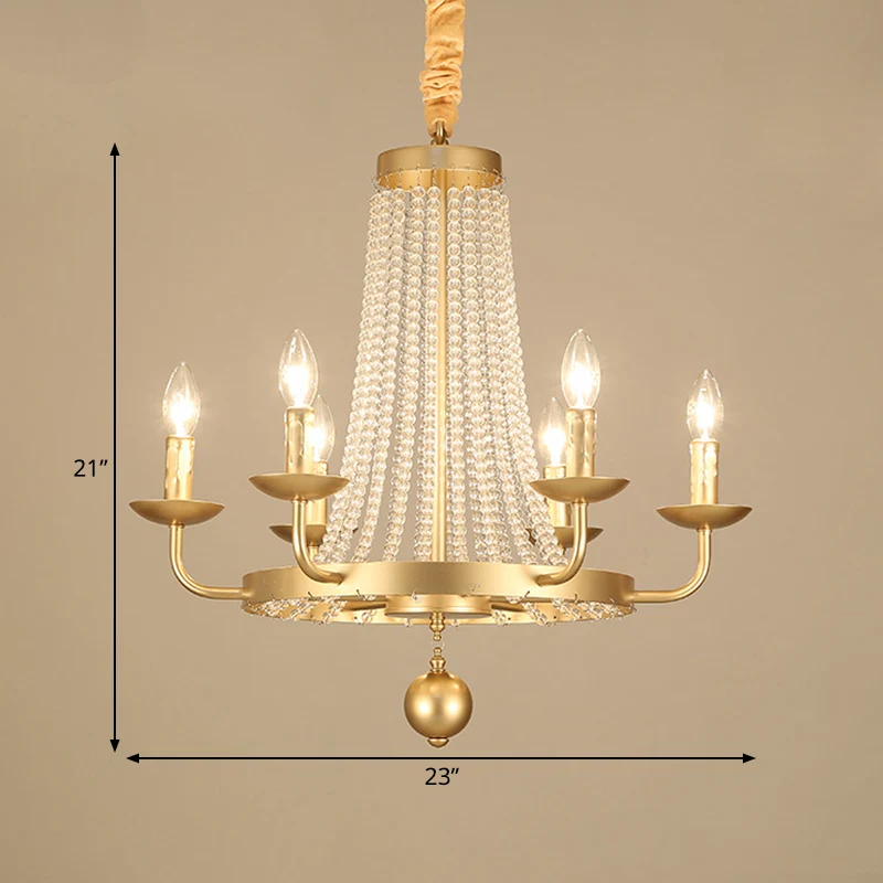 Metalen gouden plafondkroonluchter kandelaar 6/8/10 lampen Traditionele hanglamp Clearhalo