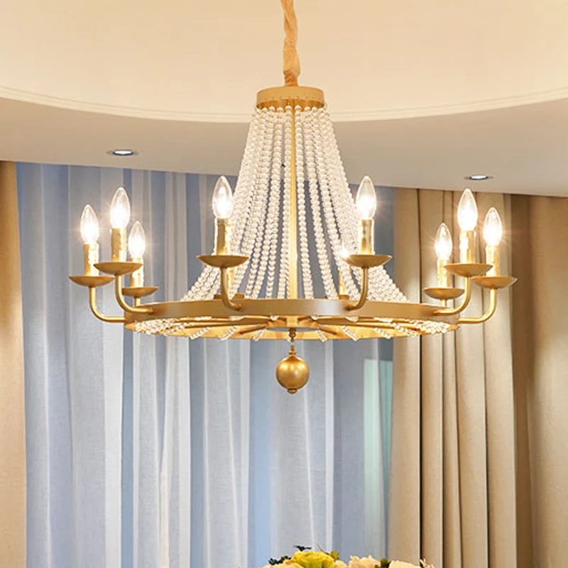 Metalen gouden plafondkroonluchter kandelaar 6/8/10 lampen Traditionele hanglamp Clearhalo