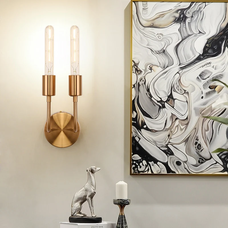 Metalen gouden wandlamp open lamp 1/2-lichts vintage wandlamp met ronde achterplaat voor veranda Clearhalo