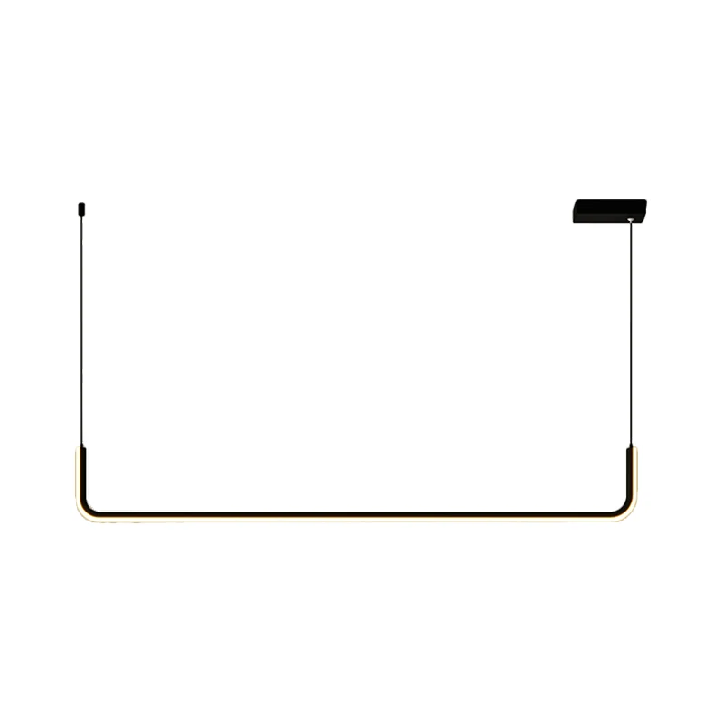 Metalen halve rechthoekige hanglampset, eenvoudige LED Black Island-verlichtingsarmatuur warm/wit licht Clearhalo