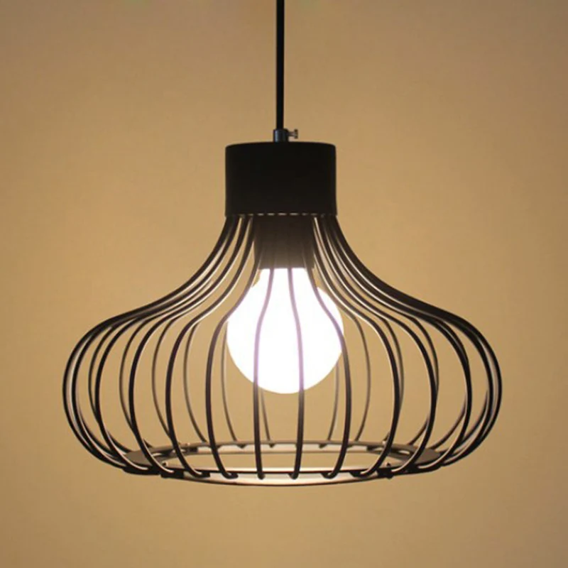 Metalen hangende plafondlamp industriële zwarte kooi schaduw woonkamer hanglamp Clearhalo