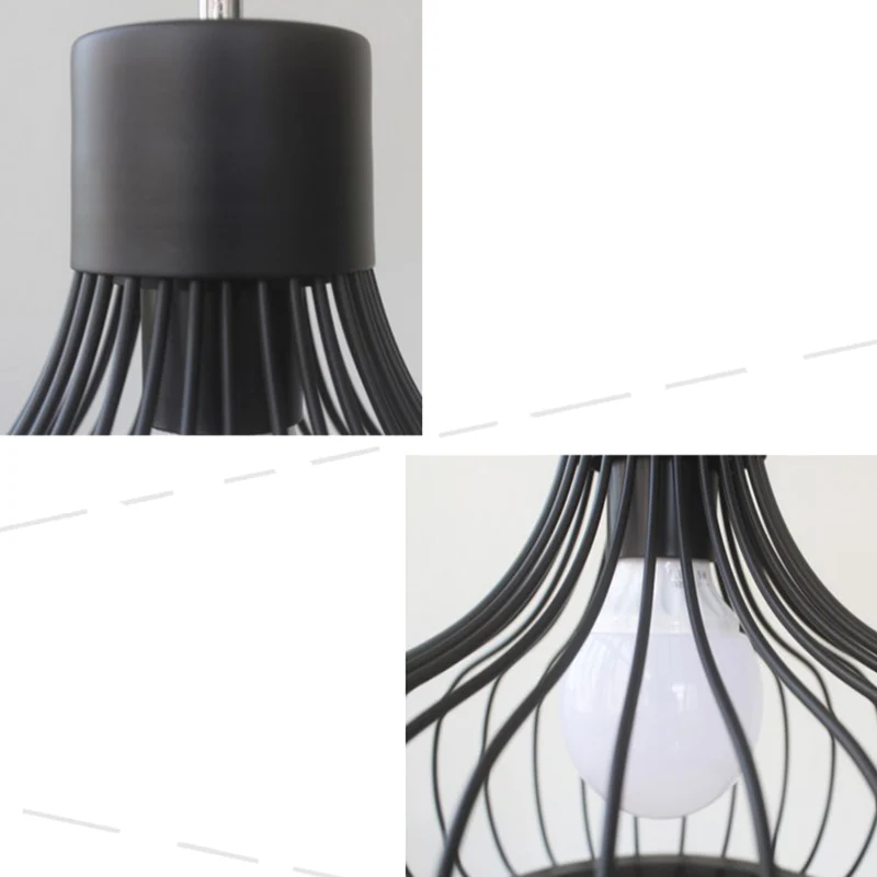 Metalen hangende plafondlamp industriële zwarte kooi schaduw woonkamer hanglamp Clearhalo