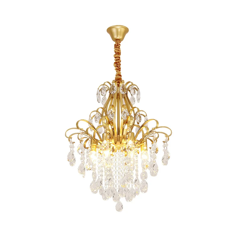 Metalen hangende takken Traditionele kroonluchterverlichting met kristallen drapering Clearhalo