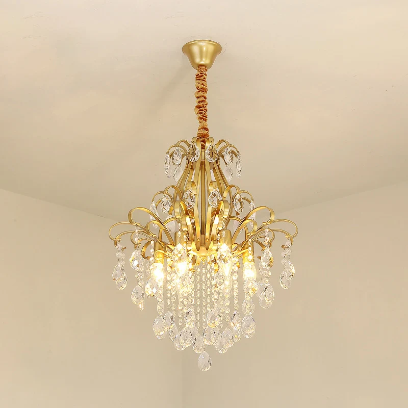 Metalen hangende takken Traditionele kroonluchterverlichting met kristallen drapering Clearhalo