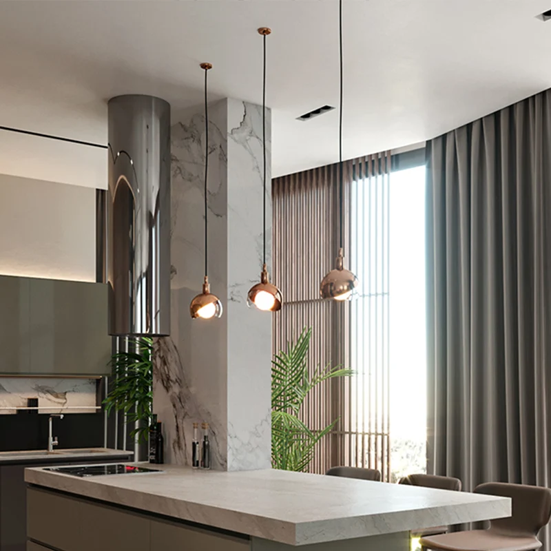 Metalen hanglamp met dubbele koepel, minimalistisch, 1 lamp, helder glazen ophanglamp Clearhalo