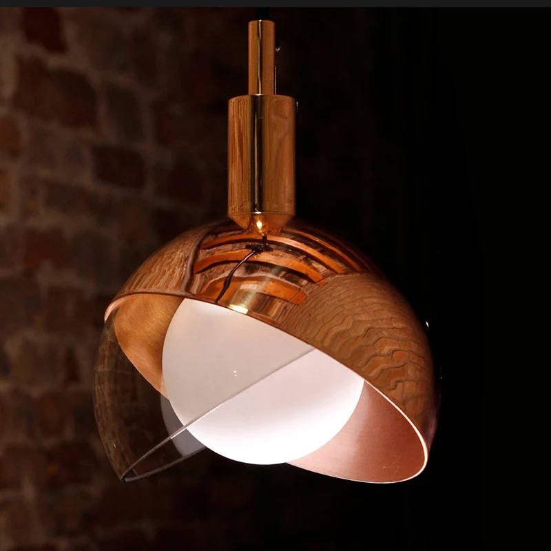 Metalen hanglamp met dubbele koepel, minimalistisch, 1 lamp, helder glazen ophanglamp Clearhalo