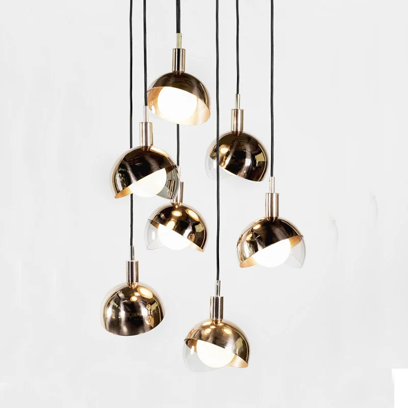 Metalen hanglamp met dubbele koepel, minimalistisch, 1 lamp, helder glazen ophanglamp Clearhalo