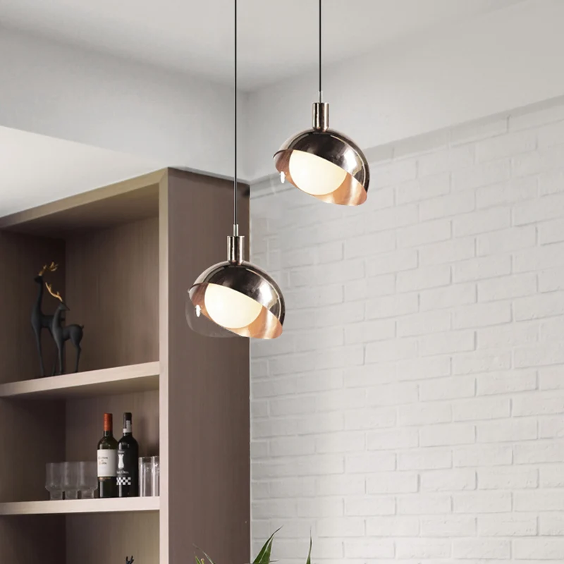 Metalen hanglamp met dubbele koepel, minimalistisch, 1 lamp, helder glazen ophanglamp Clearhalo