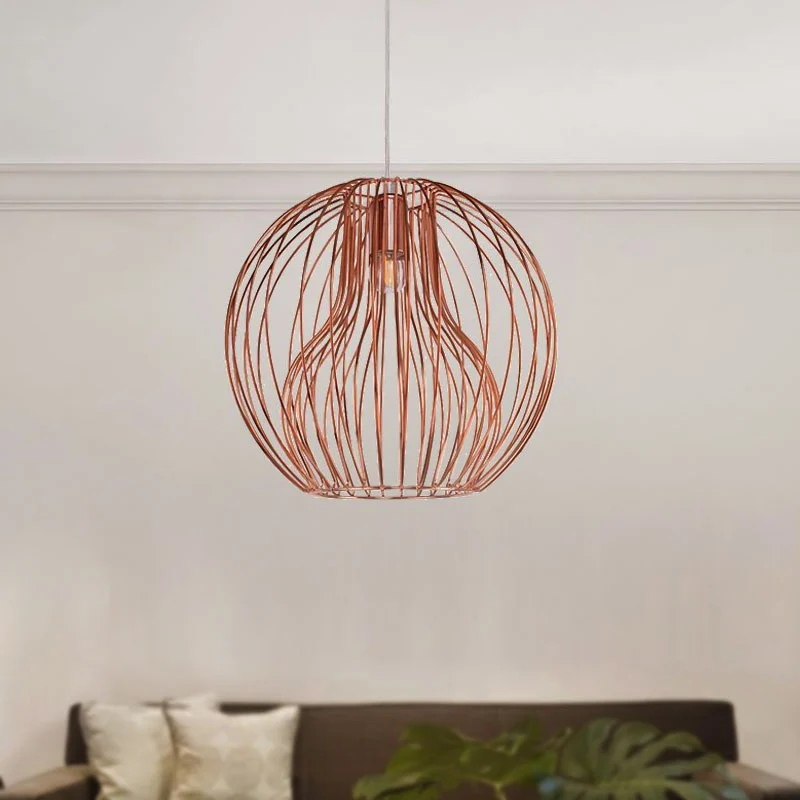 Metalen hanglamp met 1 kop, retrostijl zwart/wit, Global Eetkamerhanglamp met kooikap Clearhalo