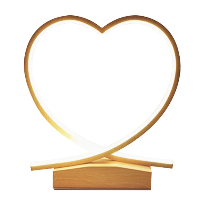 Metalen hart kleine bureaulamp modernistische LED-licht houten taakverlichting met acryl kap Clearhalo