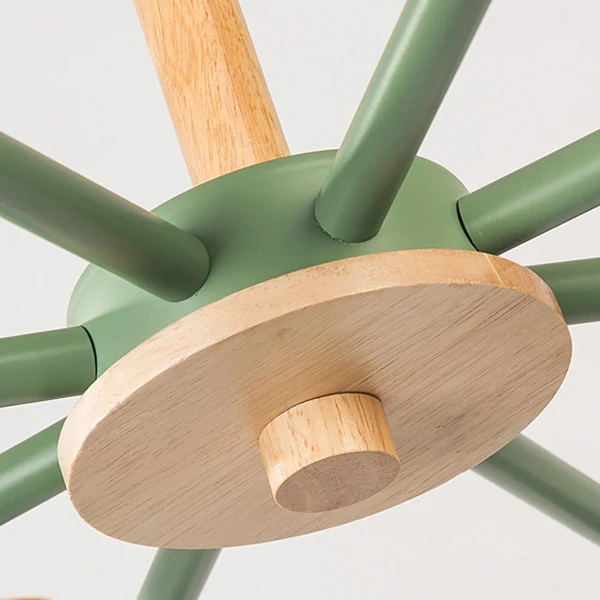 Metalen houten hoornvorm hangende plafondlamp 8 lampen hangende kroonluchter groen voor woonkamer Clearhalo