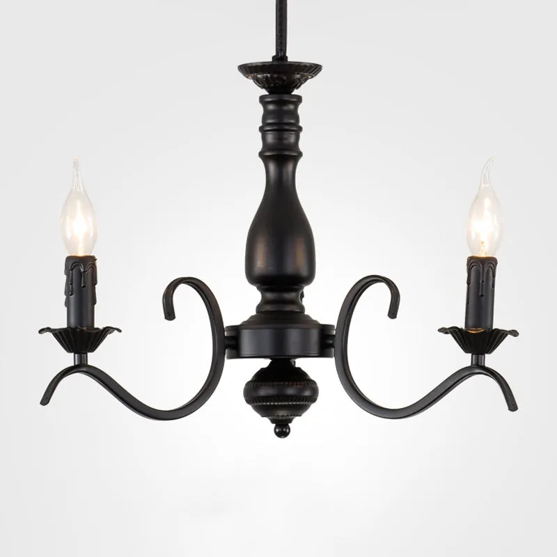 Metalen kaarsvormige plafondkroonluchter antieke 3/5/6 lichts hangende hanglamp zwart Clearhalo