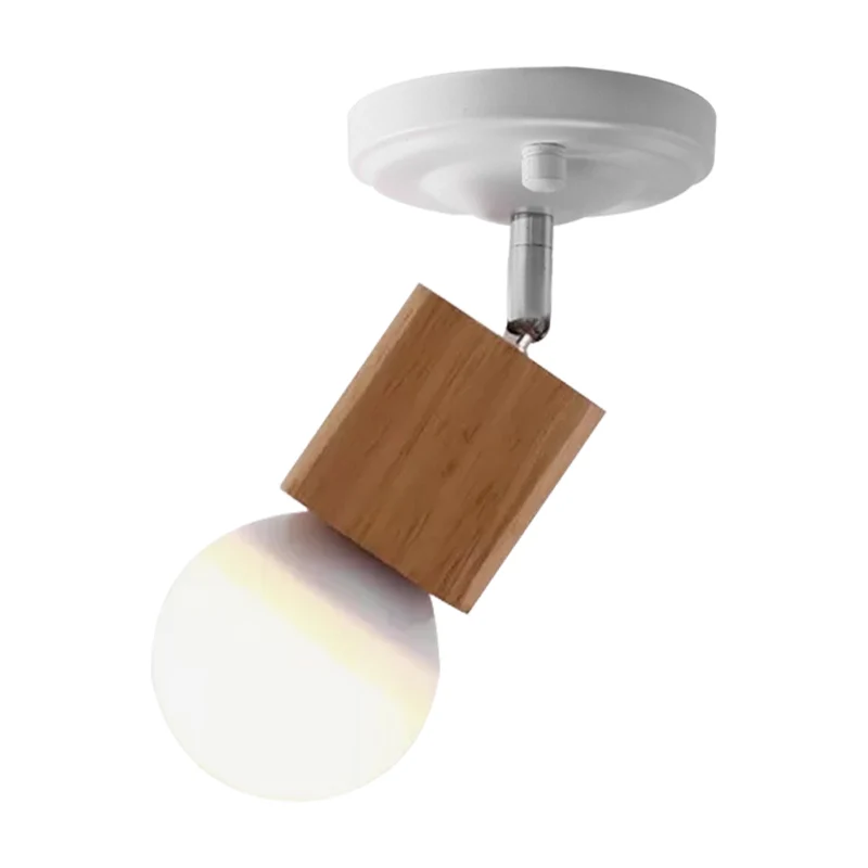 Metalen kale lamp, semi-inbouw plafondlamp, modern, 1 licht, witte afwerking, inbouw met houten blad Clearhalo