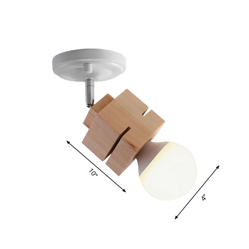 Metalen kale lamp, semi-inbouw plafondlamp, modern, 1 licht, witte afwerking, inbouw met houten blad Clearhalo