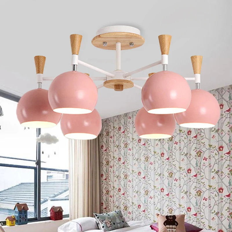 Metalen koepel hangende kroonluchter 6 lampen moderne hanglamp voor kinderslaapkamer Clearhalo