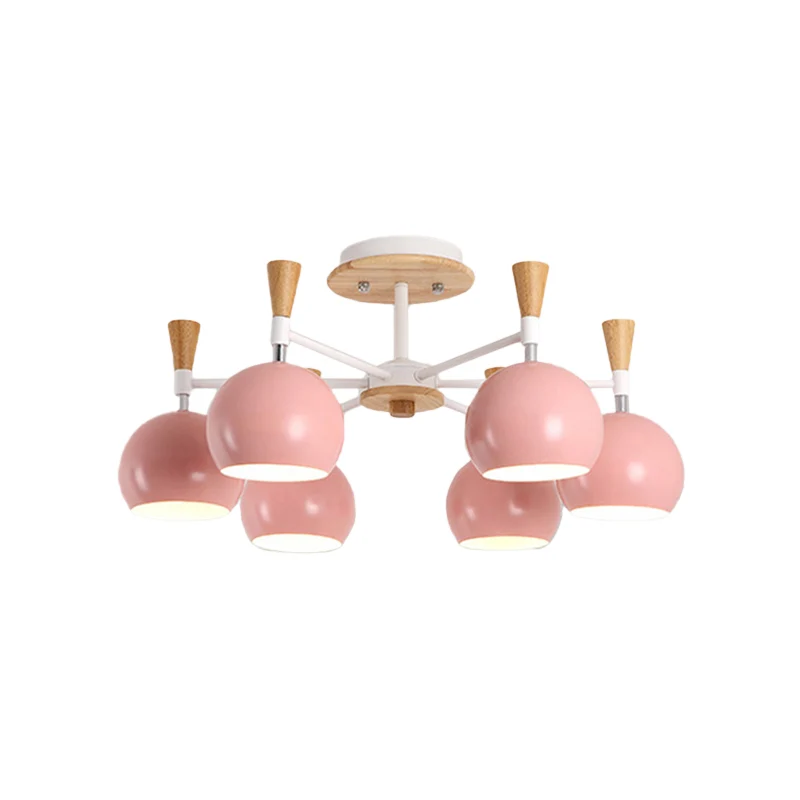 Metalen koepel hangende kroonluchter 6 lampen moderne hanglamp voor kinderslaapkamer Clearhalo