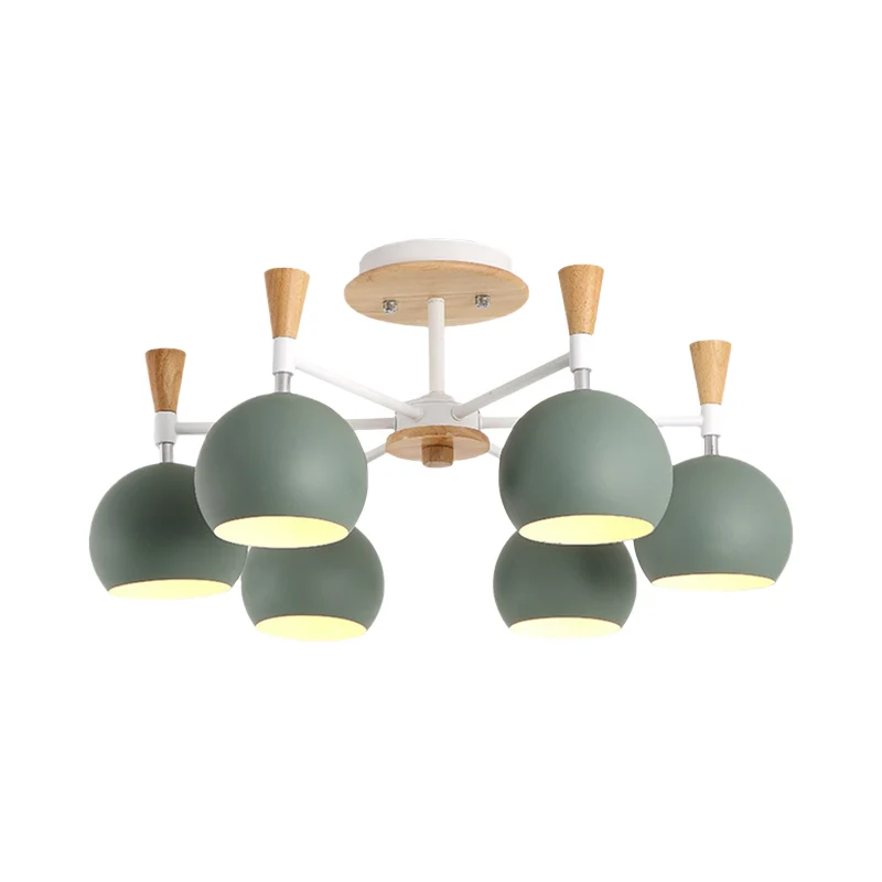 Metalen koepel hangende kroonluchter 6 lampen moderne hanglamp voor kinderslaapkamer Clearhalo