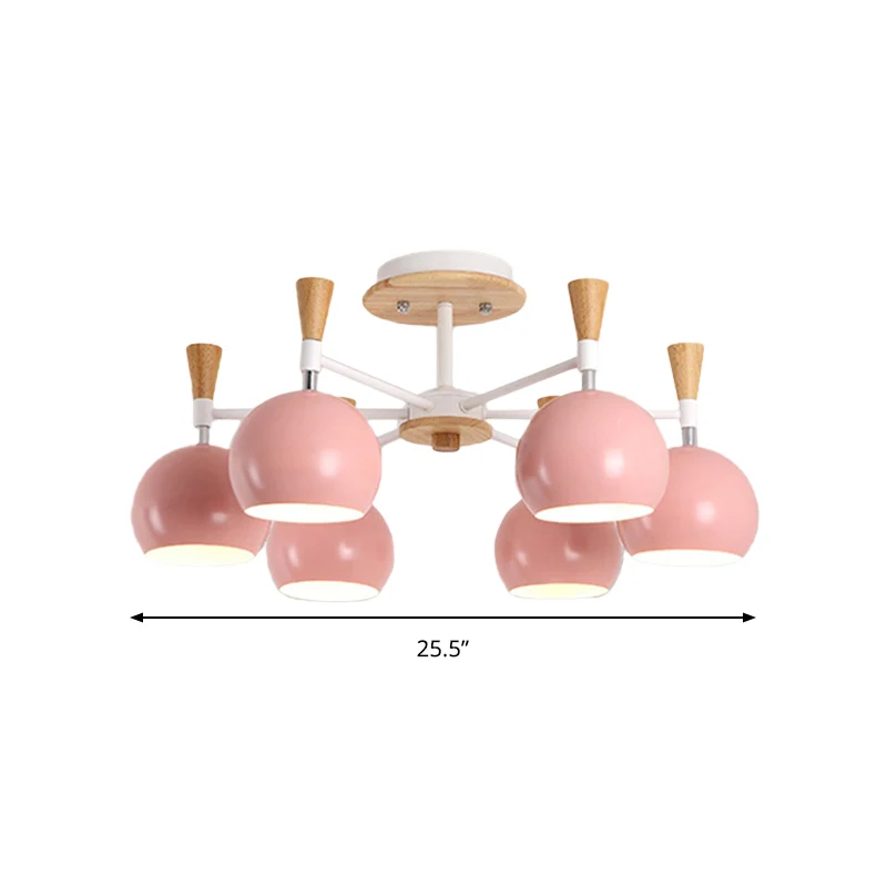 Metalen koepel hangende kroonluchter 6 lampen moderne hanglamp voor kinderslaapkamer Clearhalo