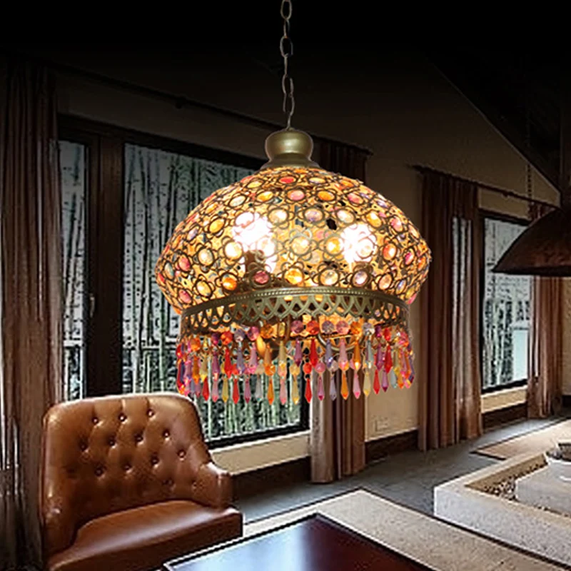 14 "/18" W Metalen Koepel Kroonluchter Lichtpunt Decoratieve 3 Lichten Woonkamer Hanglamp Zilver/Messing/Koper Clearhalo