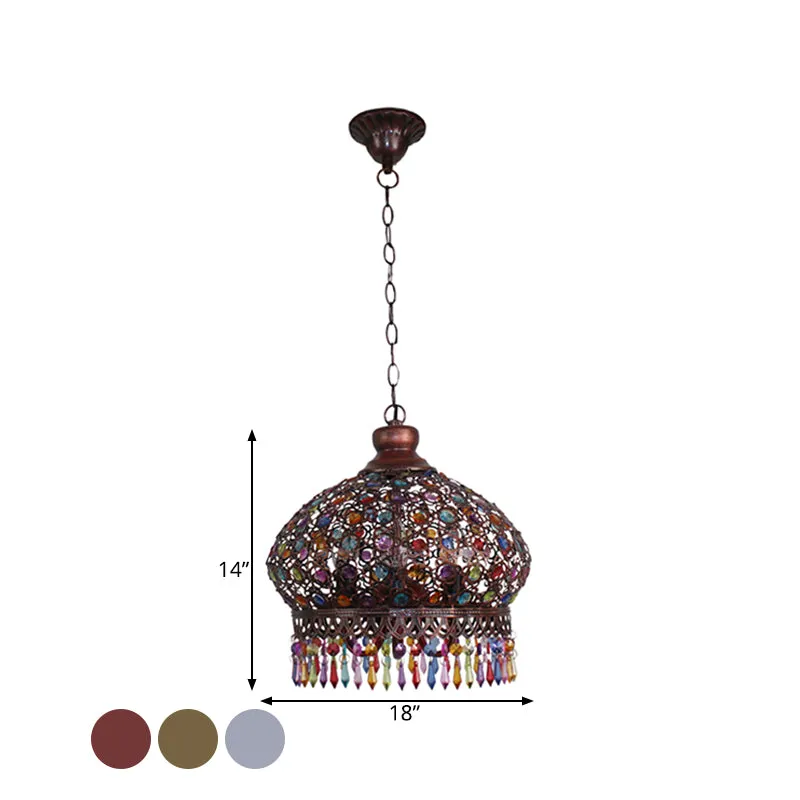 14 "/18" W Metalen Koepel Kroonluchter Lichtpunt Decoratieve 3 Lichten Woonkamer Hanglamp Zilver/Messing/Koper Clearhalo