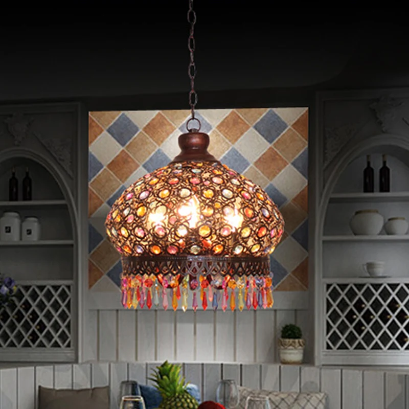 14 "/18" W Metalen Koepel Kroonluchter Lichtpunt Decoratieve 3 Lichten Woonkamer Hanglamp Zilver/Messing/Koper Clearhalo