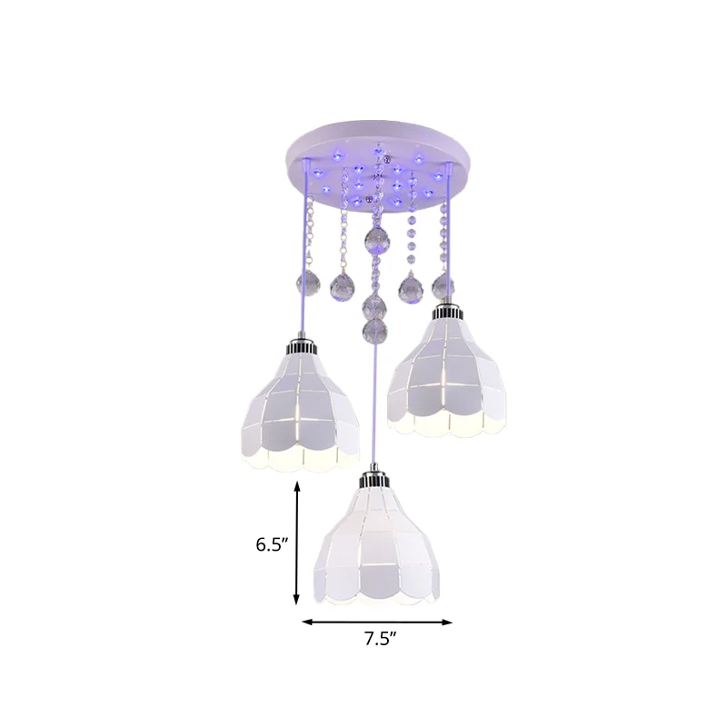 Metalen koepel meerdere hanglamp eenvoudig 3 lampen witte afwerking plafond hanglamp Clearhalo