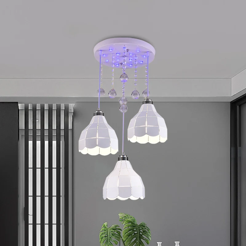 Metalen koepel meerdere hanglamp eenvoudig 3 lampen witte afwerking plafond hanglamp Clearhalo