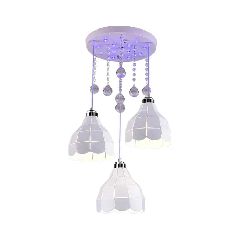 Metalen koepel meerdere hanglamp eenvoudig 3 lampen witte afwerking plafond hanglamp Clearhalo