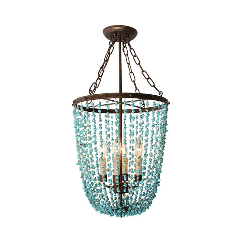 Metalen koepelkroonluchterlamp Nordic 4 lampen blauwe hanglamp voor woonkamer Clearhalo