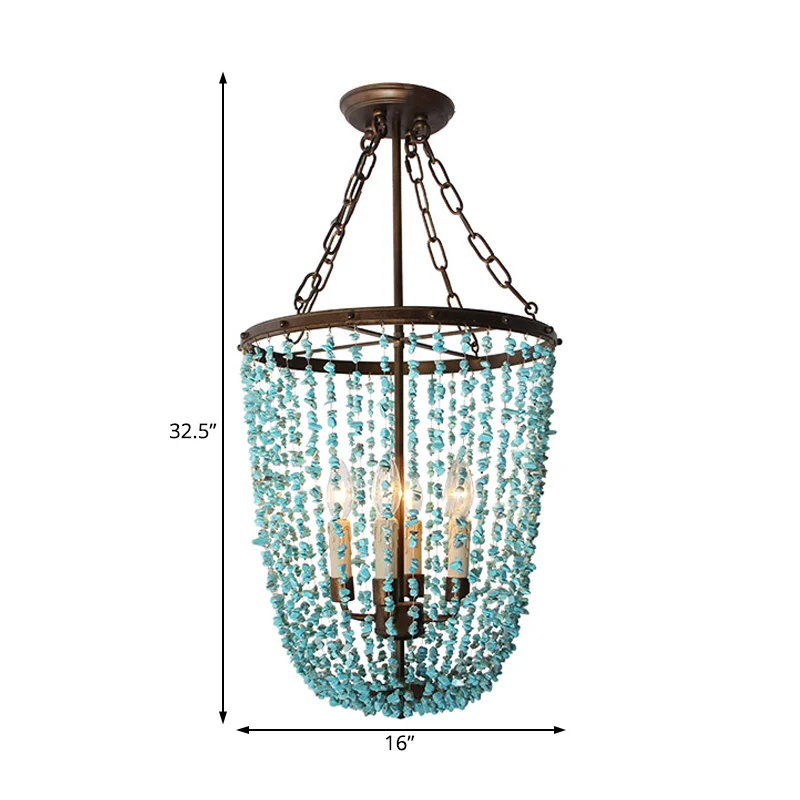Metalen koepelkroonluchterlamp Nordic 4 lampen blauwe hanglamp voor woonkamer Clearhalo