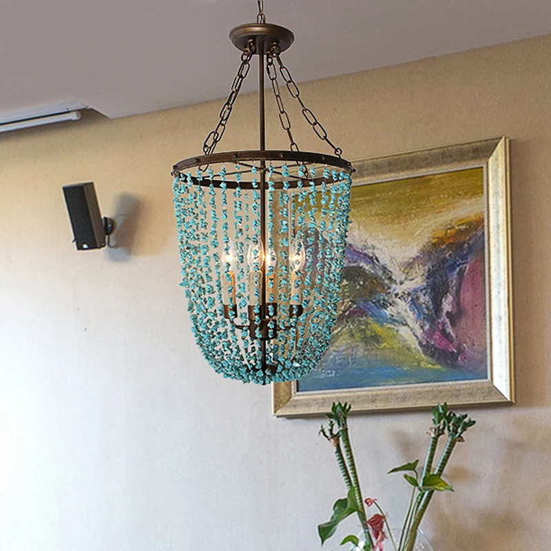 Metalen koepelkroonluchterlamp Nordic 4 lampen blauwe hanglamp voor woonkamer Clearhalo