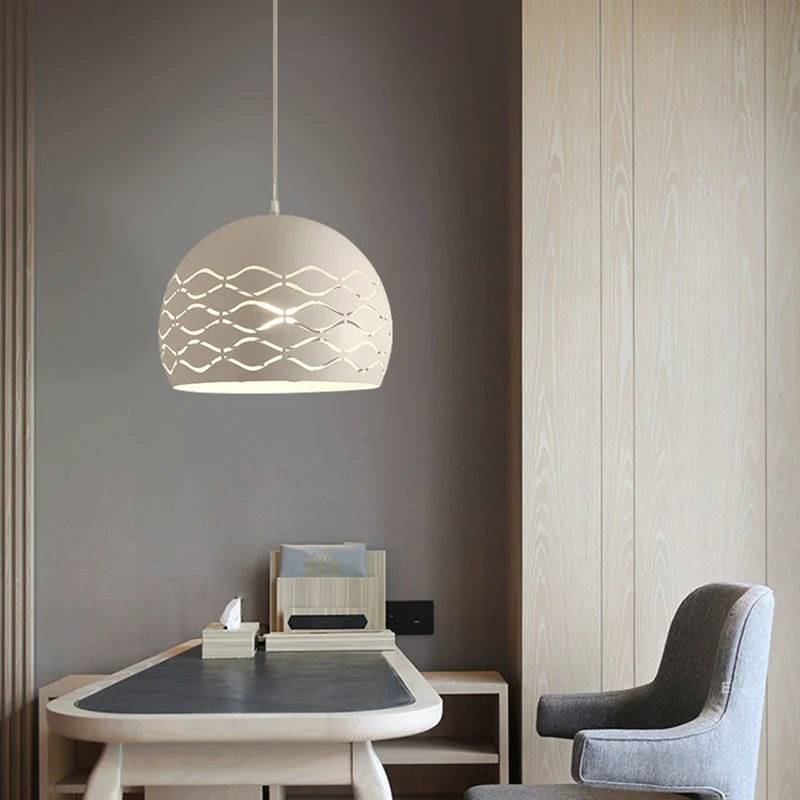 Metalen koepelvormige hangende plafondlamp Minimalistische 1-lichts hanglamp wit Clearhalo