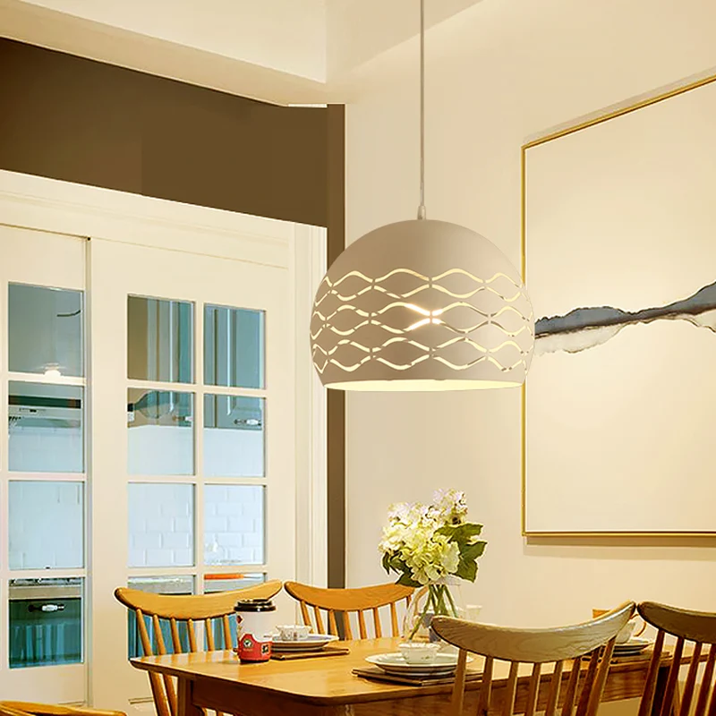 Metalen koepelvormige hangende plafondlamp Minimalistische 1-lichts hanglamp wit Clearhalo