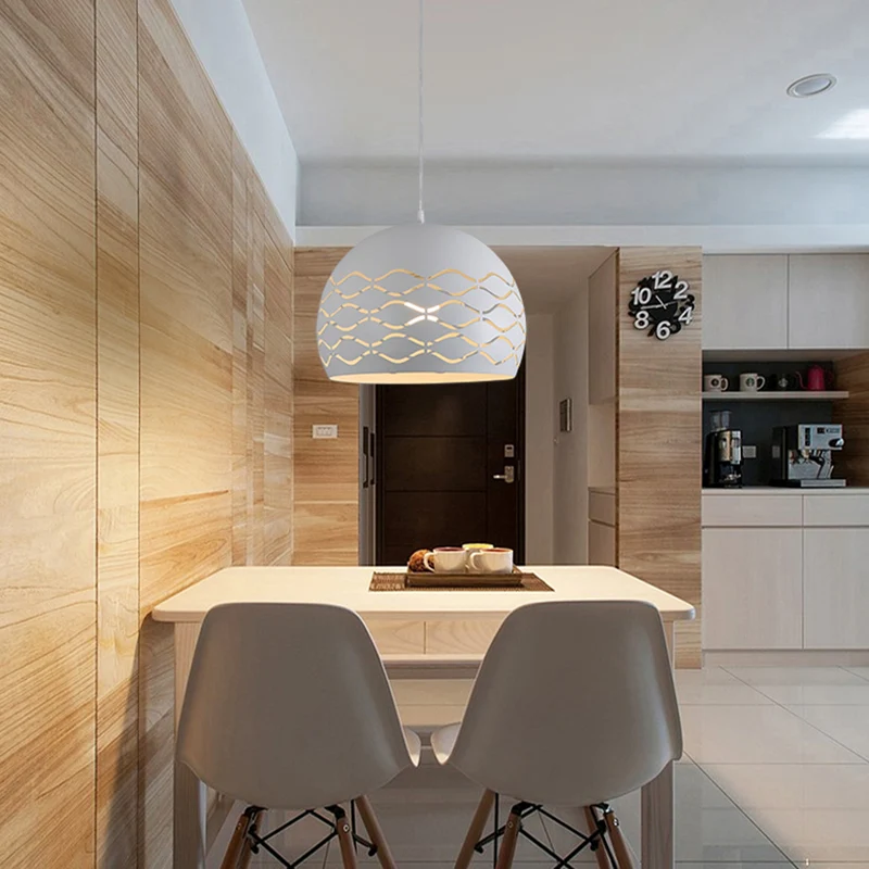 Metalen koepelvormige hangende plafondlamp Minimalistische 1-lichts hanglamp wit Clearhalo
