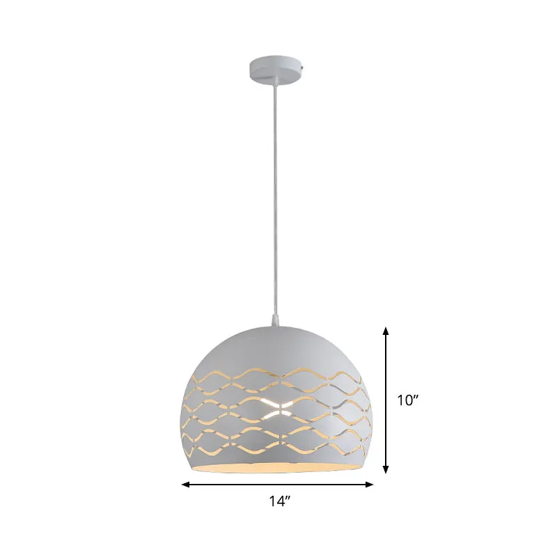 Metalen koepelvormige hangende plafondlamp Minimalistische 1-lichts hanglamp wit Clearhalo