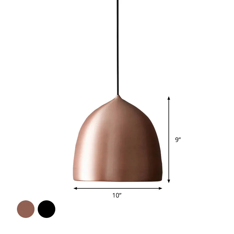 Metalen koepelvormige hanglamp moderne stijl 1 licht zwart/koper ophanghanger voor eetkamer Clearhalo