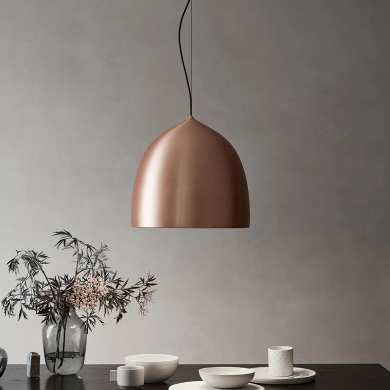 Metalen koepelvormige hanglamp moderne stijl 1 licht zwart/koper ophanghanger voor eetkamer Clearhalo