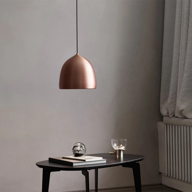 Metalen koepelvormige hanglamp moderne stijl 1 licht zwart/koper ophanghanger voor eetkamer Clearhalo