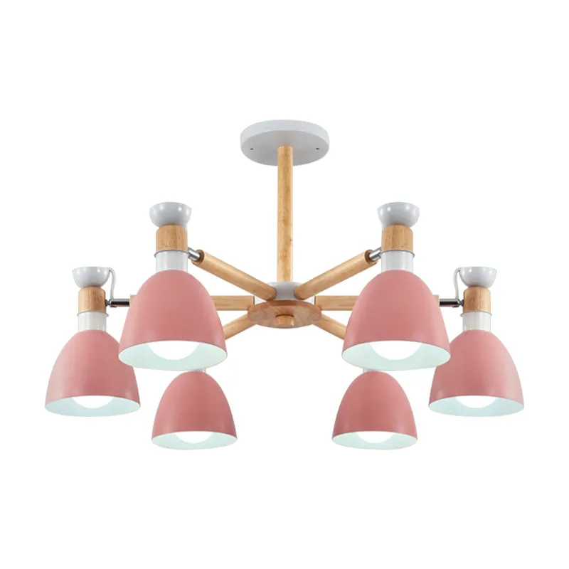 Metalen kom schaduw plafondlamp jongens meisjes slaapkamer zes lichten Macaron kroonluchter Clearhalo