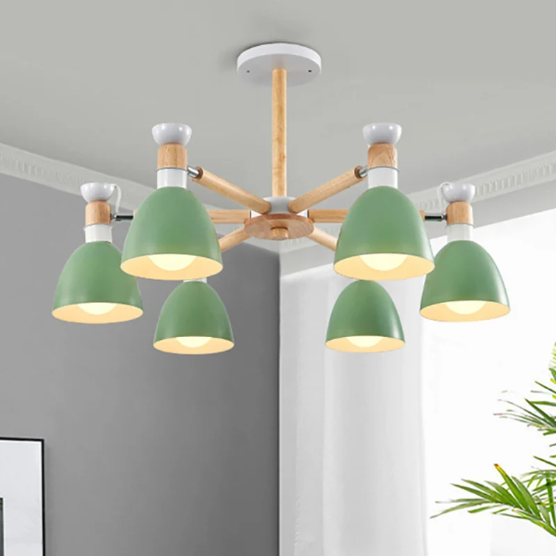 Metalen kom schaduw plafondlamp jongens meisjes slaapkamer zes lichten Macaron kroonluchter Clearhalo