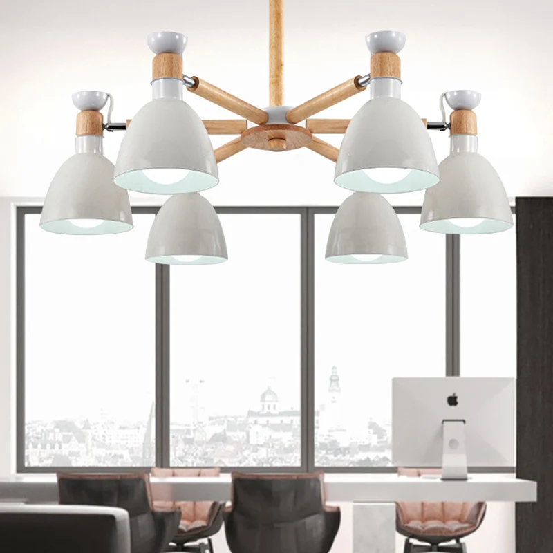 Metalen kom schaduw plafondlamp jongens meisjes slaapkamer zes lichten Macaron kroonluchter Clearhalo