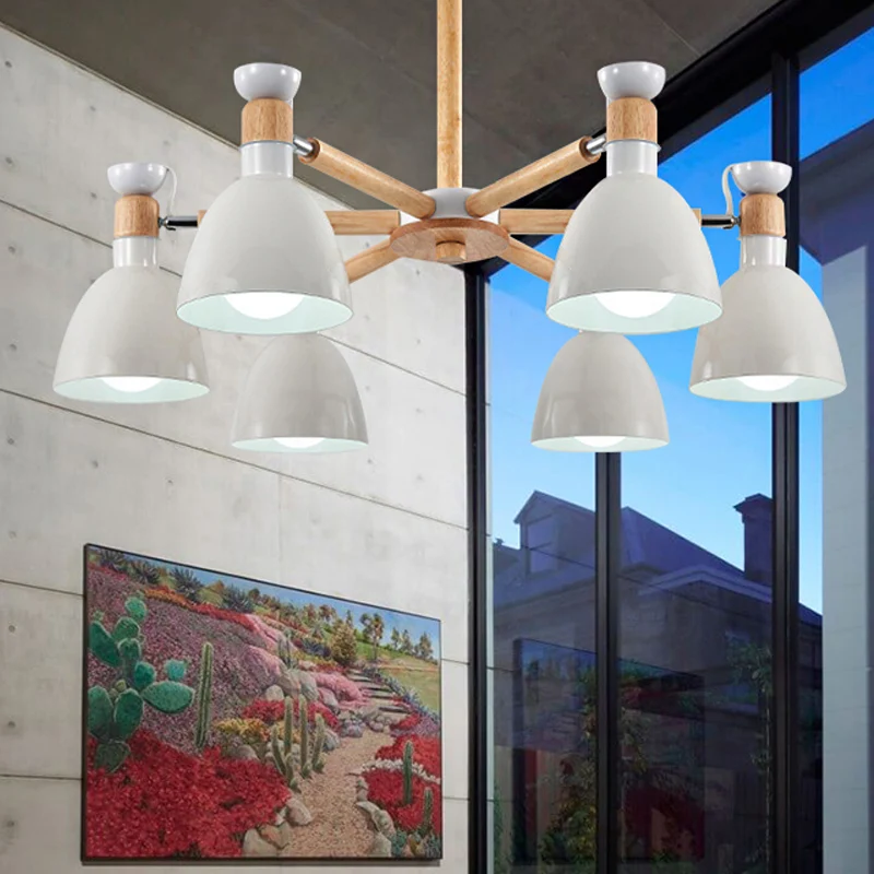 Metalen kom schaduw plafondlamp jongens meisjes slaapkamer zes lichten Macaron kroonluchter Clearhalo