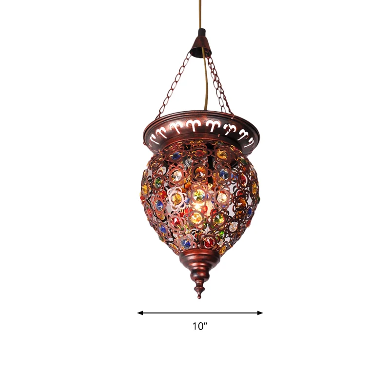 Metalen koperen druppellamp Urn 1 lamp Traditioneel hangend verlichtingsarmatuur voor balkon Clearhalo